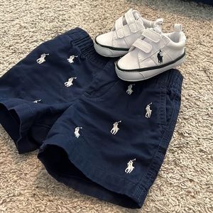 RALPH LAUREN POLO SHORTS AND SHOES 0-3m